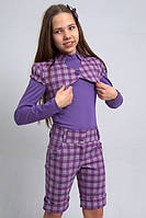 Костюм трійка для дівчинки, складається з гольфу, жилета і шорт М-828 розмір 128 тм "Попелюшка"