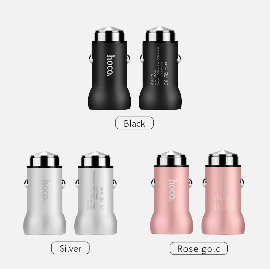 Автомобільна зарядка HOCO Z4 на 1 USB (2.1A) (3 кольори)