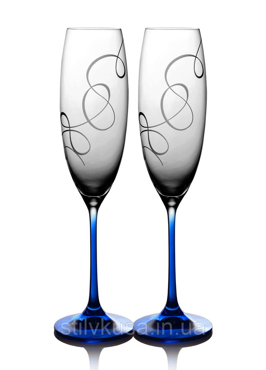 Набір келихів для шампанського Grandioso Compliment кобальт, 2 шт.
