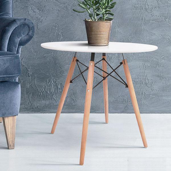 Стіл обідній Тауер Вуд круглий білий діаметр 80 см Eames DSW Table