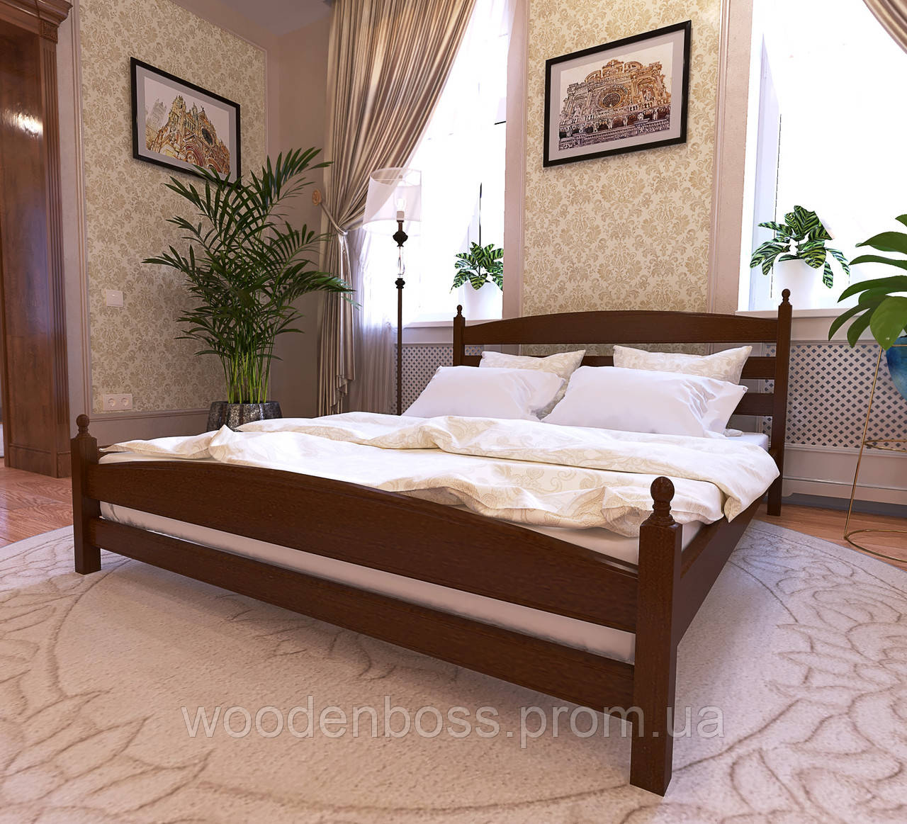 Ліжко полуторне від "Wooden Boss" біотерм (спальне місце 120х190/200)