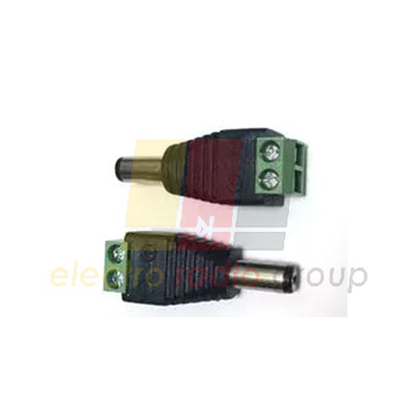 Штекер живлення DC, 2,1/5,5 мм, з клемної колодкою двосекційний