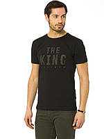 Черная мужская футболка LC Waikiki / ЛС Вайкики с надписью на груди The king
