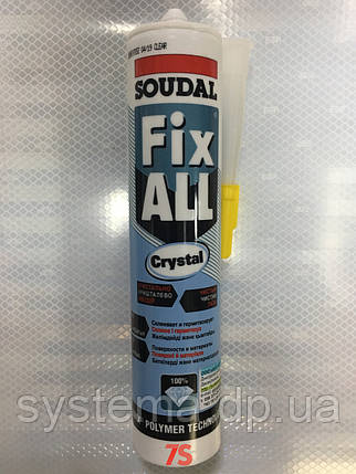 Кришталево-прозорий клей-герметик SOUDAL Fix ALL Crystal, Соудал Фікс Олл Кристал, 290 мл, фото 1