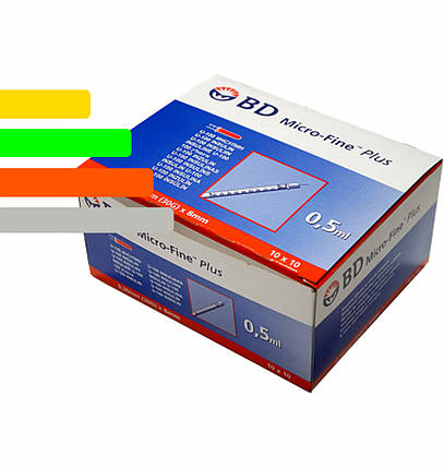 Шприц Інсуліновий U-100 BD Micro-fine Plus 0,5 ml уп. 100 шт. - Микрофайн, фото 1