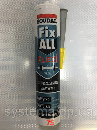 Клей-герметик Soudal Fix ALL Flexi, Соудал Фікс Олл Флекси, сірий, 290 мл, фото 2