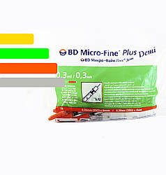 Інсуліновий Шприц BD Micro-fine Plus Demi 0,3 ml - Мікро-Файн Плюс Демі