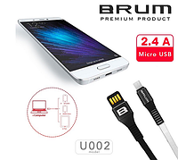 Кабель USB cable BRUM Strong U002m Micro USB (2.4A) (1M) черный