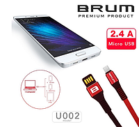 Кабель USB cable BRUM Strong U002m Micro USB (2.4A) (1M) красный