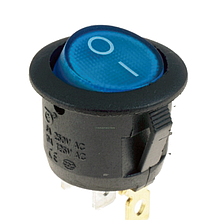 Перемикач клавішний КП-20 3 контакту, 2 положення з фіксацією без підсвічування 220В. Синій