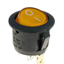 Перемикач клавішний КП-20 3 контакти, 2 положення з фіксацією без підсвічування 220В. жовтий