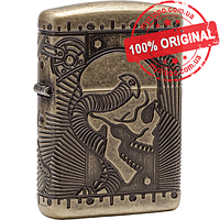 Зажигалка Zippo Armor Steampunk Skull Antique Brass 29268