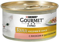 618674 Gourmet Gold Кусочки в подливке с лососем и цыпленком, 24 шт