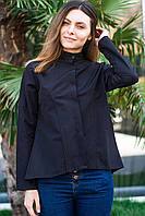 Женская рубашка удлиненная спинка с длинным рукавом черного цвета