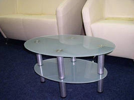 Журнальний скляний столик Еліпс-міні 77 х 47 х 50 см