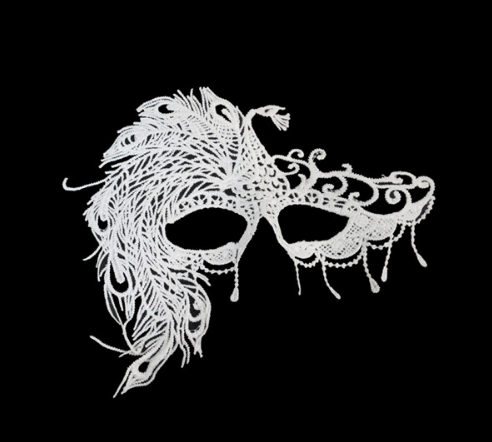 Мереживна карнавальна маска біла Жар Птаха, фото 1