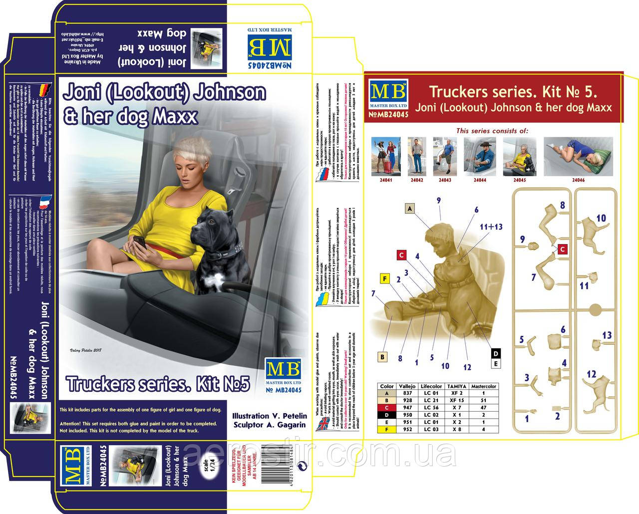 Пасажирка Трака Джоні (Lookout) диван & і її пес Макс. 1/24 Master Box 24045