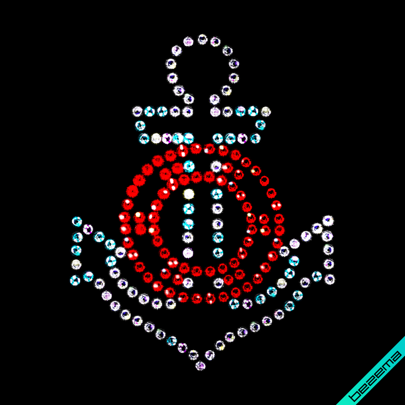 Декор на босоніжки Якір (Скло,2мм-червон.,2мм-біл.)