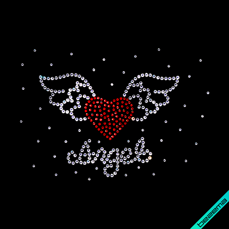 Стрази на парео Серце Angel (Скло,3мм-біл.,2мм-червон.,2мм-біл.)