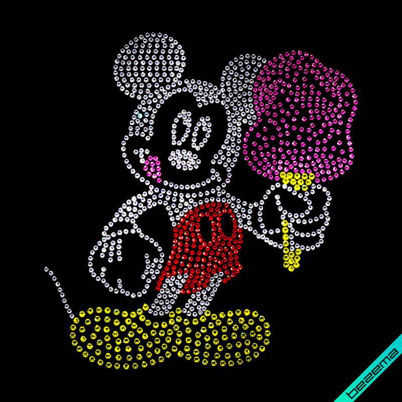 Картинки на вироби з тканини Mickey mouse (Скло,2мм-червон.,2мм-троянд.,2мм-біл.,3мм-жел.)