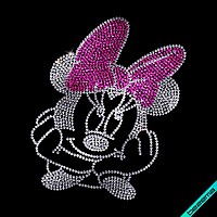 Дизайн на велюр Minnie Mouse (Стекло,3мм-фуксия,3мм-бел.)