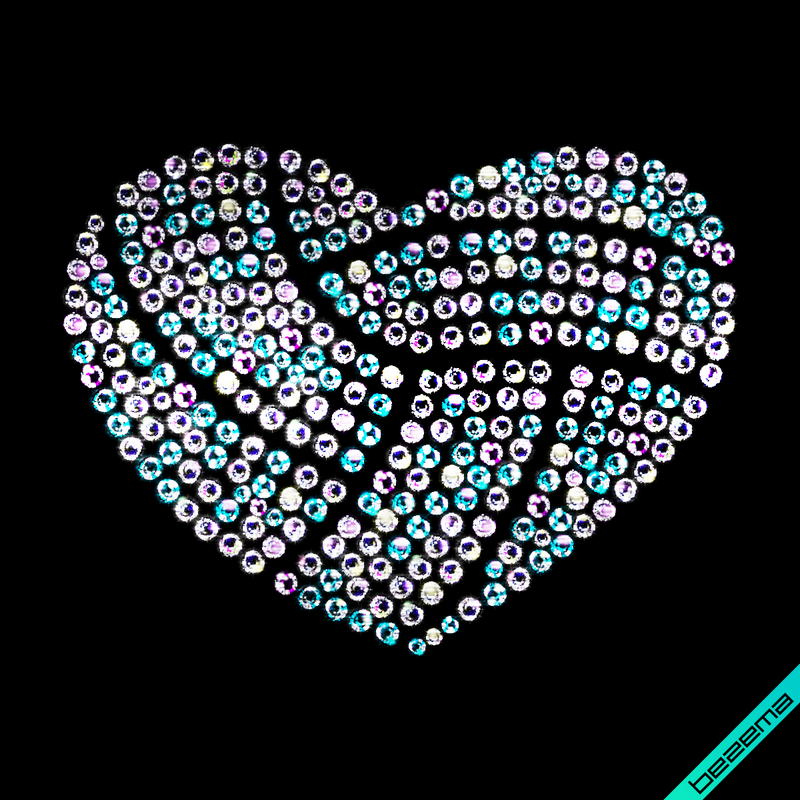 Стрази, аналог паєтки на сатин Серце (Скло,3мм-бенз.,2мм-бенз.)