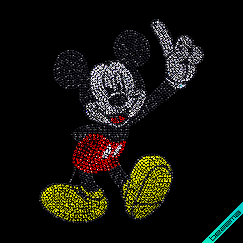 Термонаклейки на кофты Mickey Mouse (Стекло,3мм-жел.,2мм-бел.,4мм-красн.,2мм-черн.) - фото 1 - id-p423062337