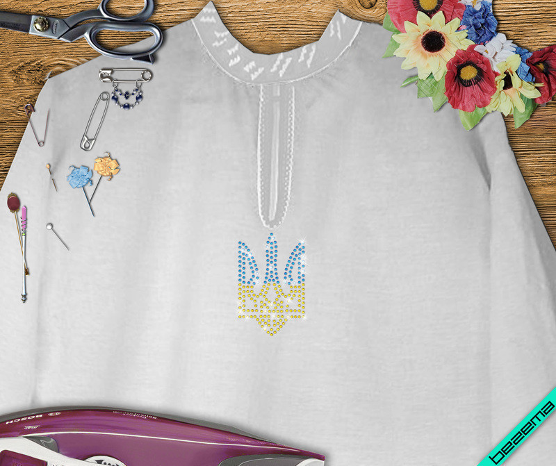 Термопринты на гіпюр Герб України (Скло,3мм-н.,3мм-блакитний.)