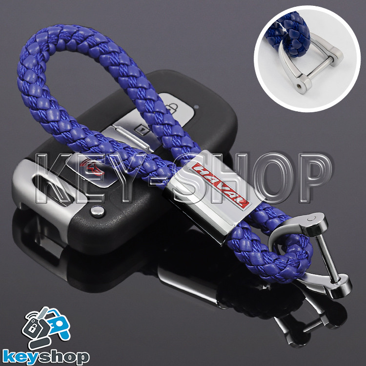 Брелок для авто ключей Haval (Хавал) кожаный плетеный (синий) - фото 1 - id-p711227340
