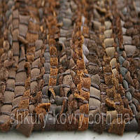 Коричневий килим зі шкіри та замші, замшевий килим у Києві, купити незвичайний безворсовий килим в Україні