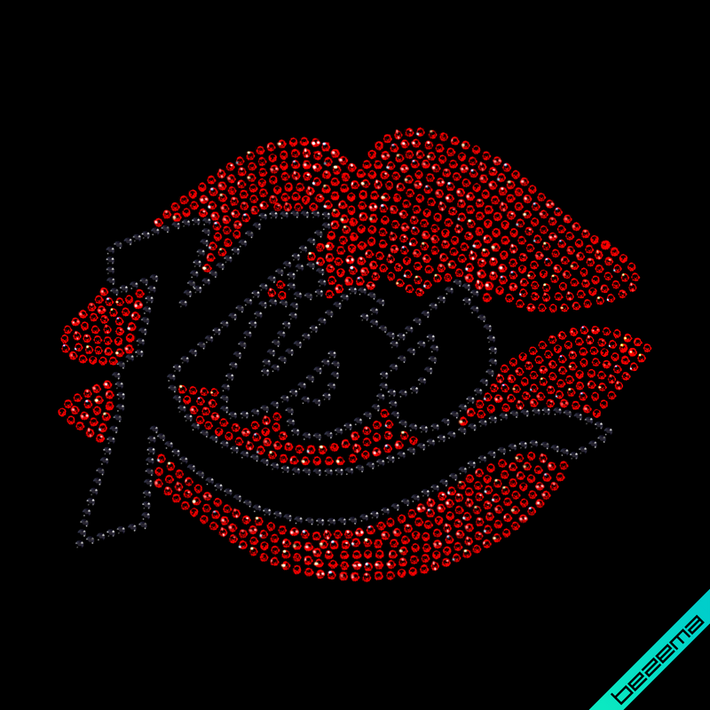 Термонаклейки зі страз на кюлоти Kiss (Скло,2мм-червон.,2мм-черн.)