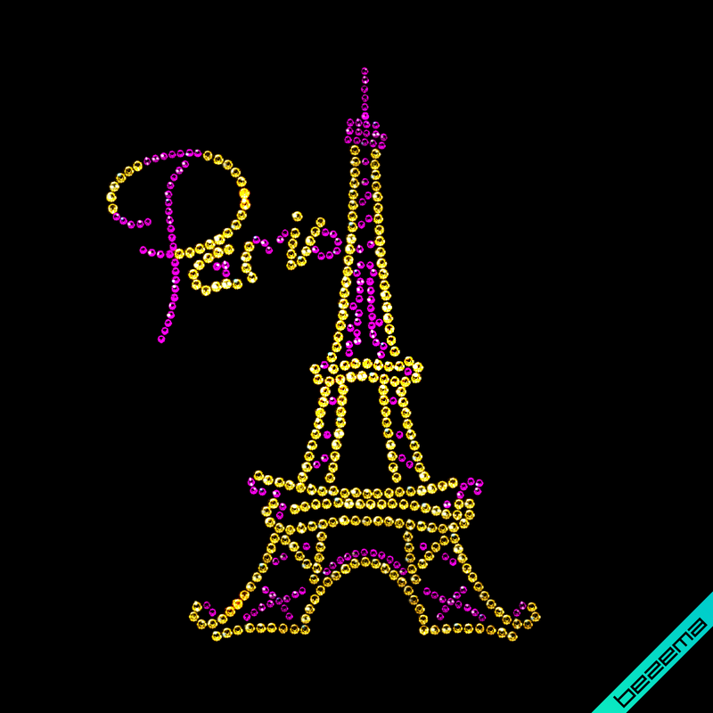 Стрази на головні убори Paris (Скло,2мм-фуксія,3мм-зол.)