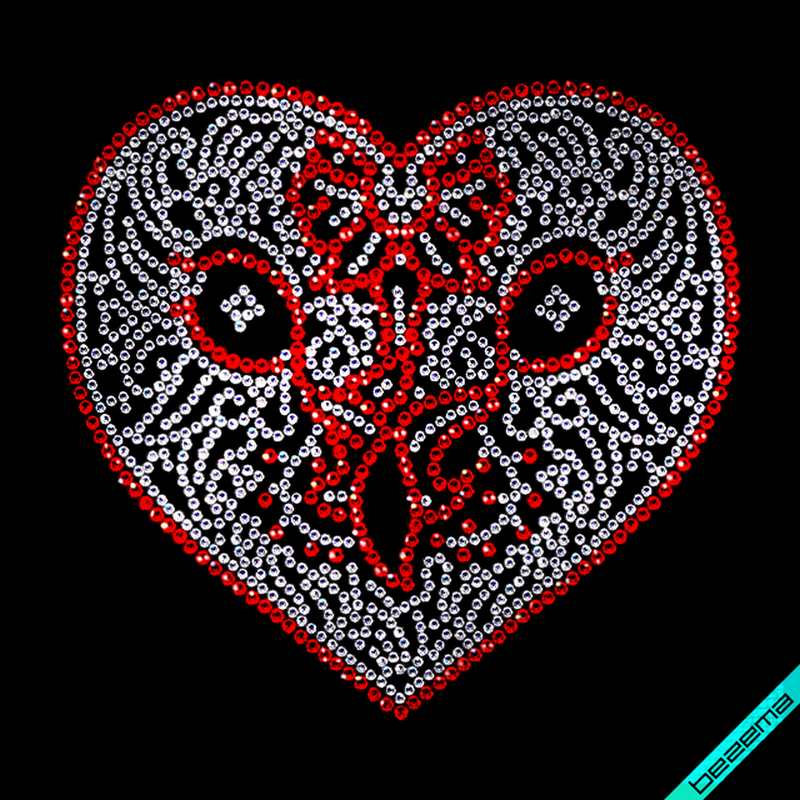 Рисунки на тканину Серце (Скло, ss6-кристал,ss10-черв)