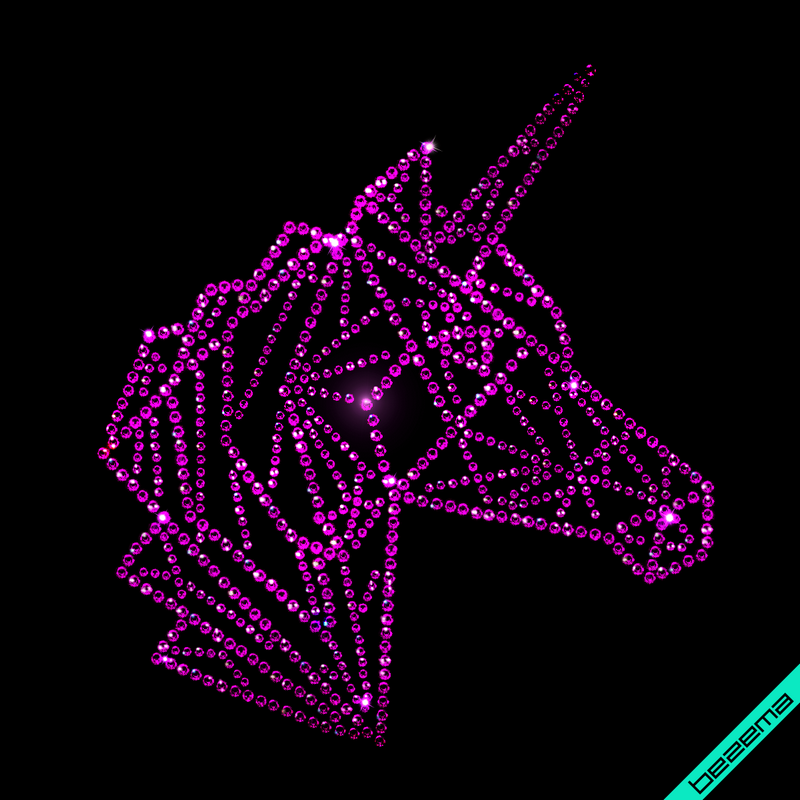 Термонаклейки на пояси Єдиноріг (Скло,2мм-фуксія.,3мм-фуксія.)