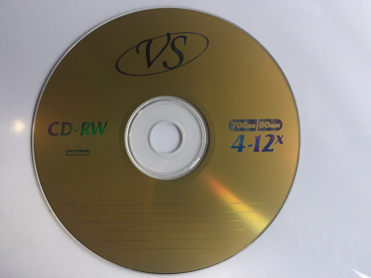 Диск CD-RW VS 700Mb 12x Bulk/50 золотистый - фото 1 - id-p22103725