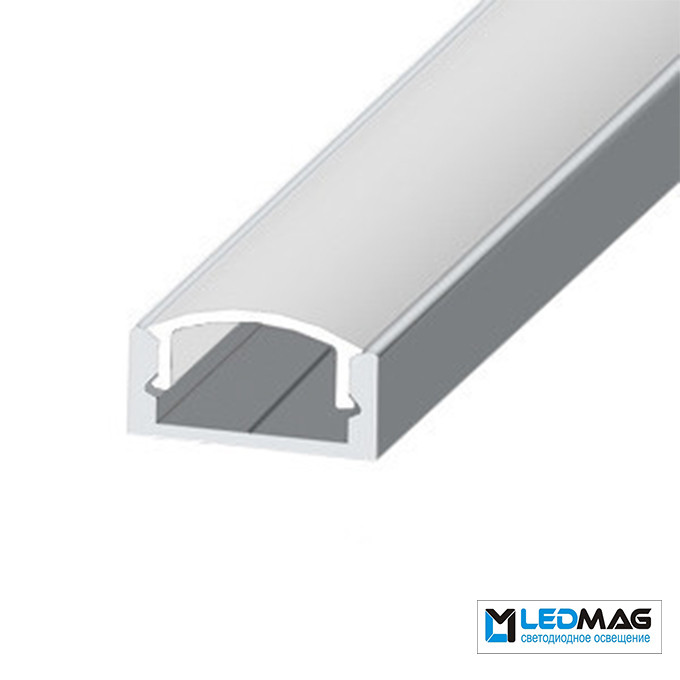 Світлодіодний профіль для LED стрічки накладний LP-7 15 х 6 мм з розсіювачем