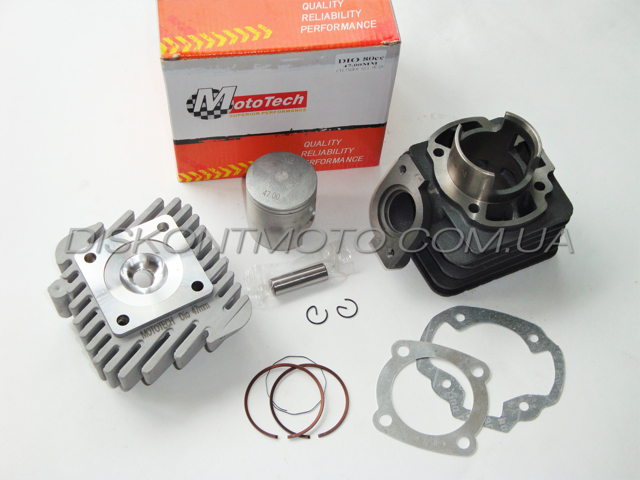 Поршнева Honda DIO 80 AF 18/27/28 FIT циліндр ДИО TACT AF24/30/31 GIORNO, LEAD AF20 (Ø47 мм) MOTOTECH