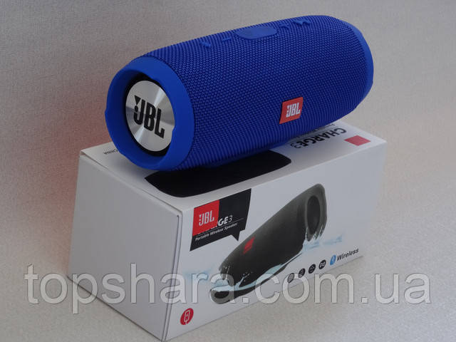 Колонка беспроводная Bluetooth JBL Charge 3 синяя