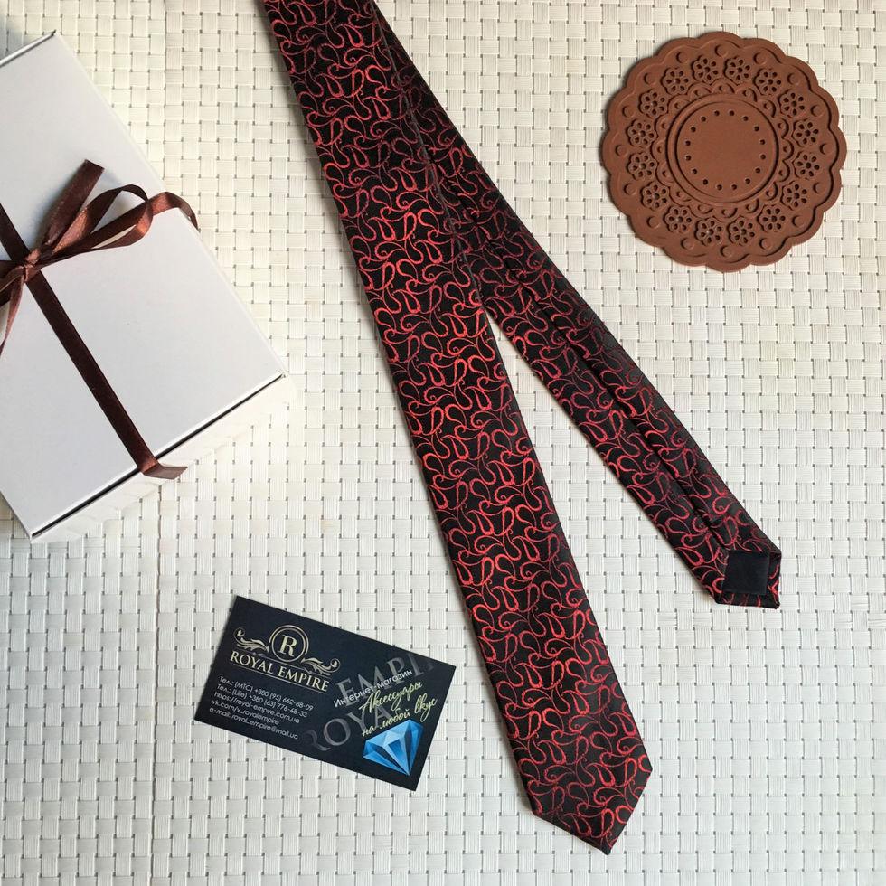 Вузький краватку "Дейлі" чорно-червоний, в подарунковій коробці. Краватка Ricardo Lazotti