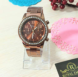 Часы "Данна", красивые с кристаллами. коричневый
