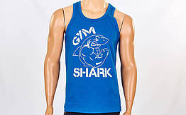 Майка (борцовка) GYM SHARK CO-5887-BL синій (бавовна, р-р S-XL-42-54)