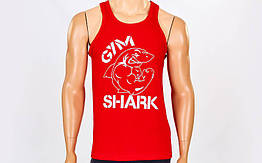 Майка (борцовка) GYM SHARK CO-5887-R червоний (бавовна, р-р S-XL-42-54)