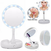 Косметическое складное зеркало с подсветкой 12 LED USB My Fold away Mirror DT