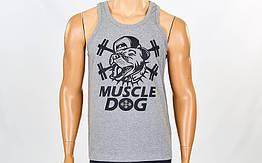Майка (борцовка) MUSCLE DOG CO-5889-5-GR сірий (бавовна, р-р S-XL-42-54)