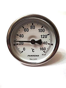 Термометр біметалічний Pakkens ø63мм / Tmax=160°С / Трубка 50мм / Різьба 1/2" / Туреччина