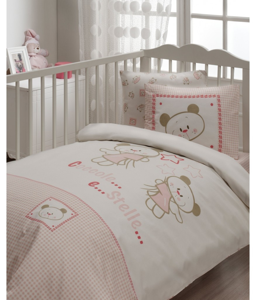 Дитячий набір в ліжечко для немовлят Karaca Home - Stella рожеве (7 предметів)