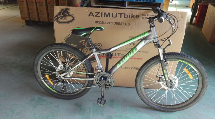 Горный велосипед Azimut Forest 24 дюйма.12.5 рама. Дисковые тормоза. Серый