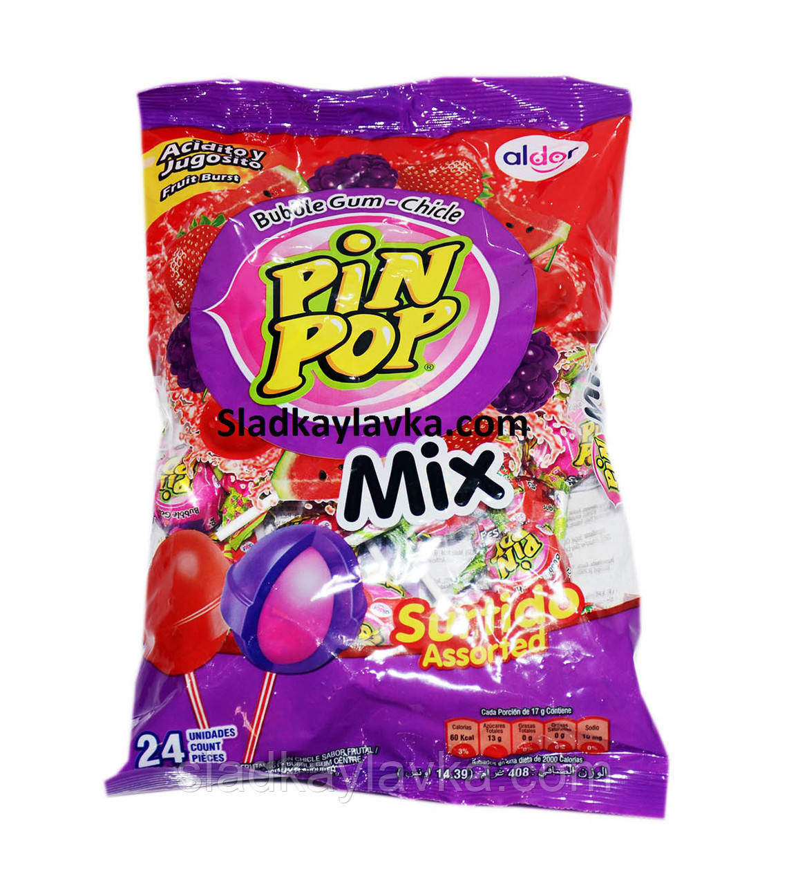 Льодяники Pin Pop Mix пакет 24 шт (Aldor)