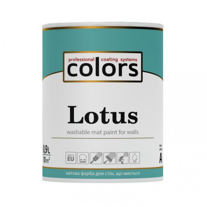 Латексна фарба для стін і стель Lotus Colors 0,9 л, 2,7л, 9 л