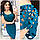 Сукня з вибитим малюнком на короткому рукаві , модель 106, колір Морська хвиля, фото 3